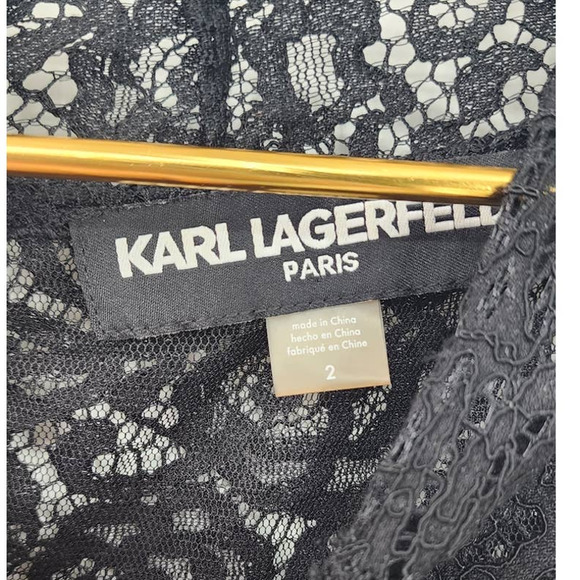 Karl Lagerfeld Black‎ Lace Tulip Hemline Sleeveless Dress Knee Length Size 2 - Picture 10 of 16